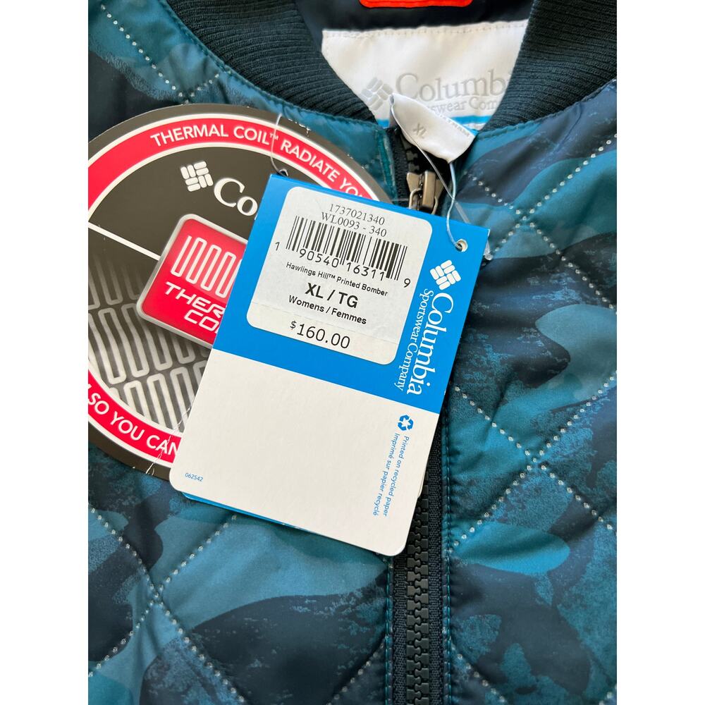 Columbia Hawlings Hill Bomber Jacket Thermal Coil-Blue Black Camo Size XL $160 - Picture 3 of 10